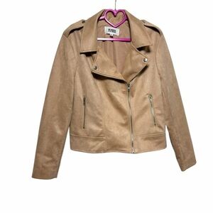 NWT BB Dakota Steve Madden Not Your Baby Faux Suede Moto Jacket Tan XXL